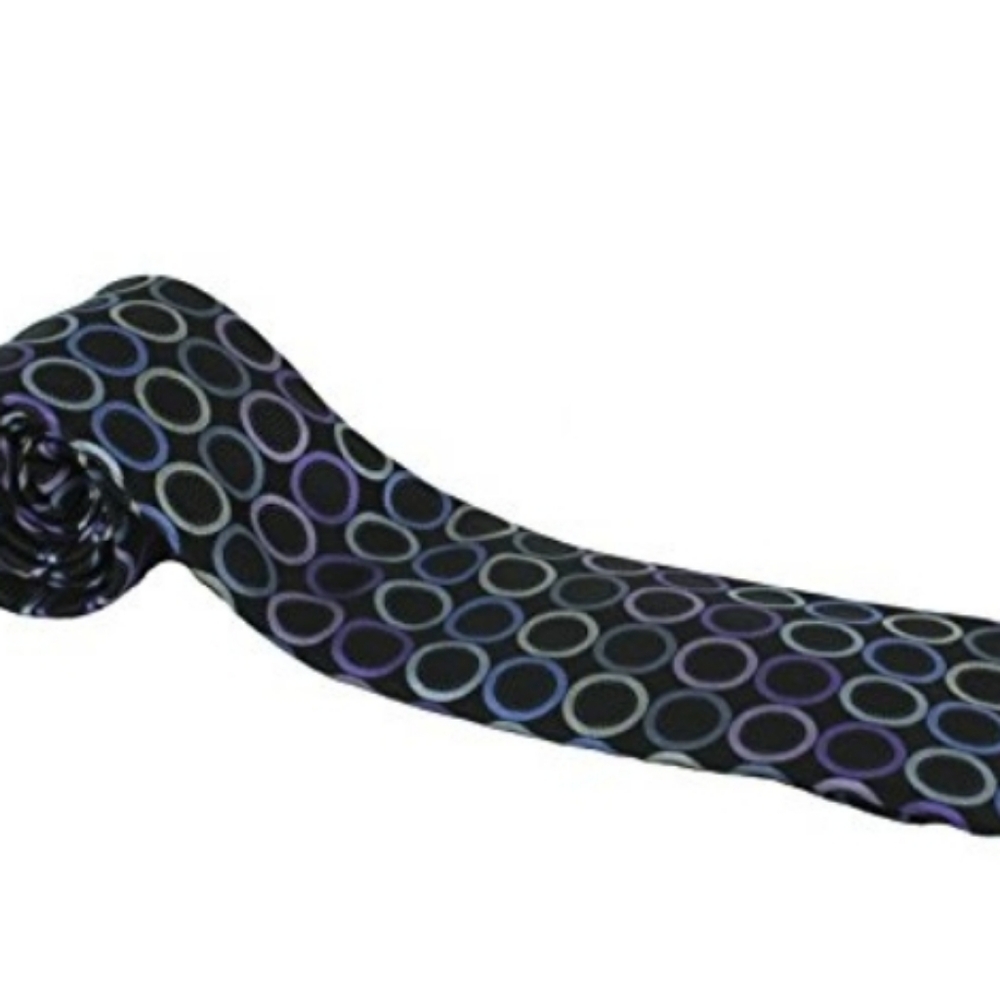 Sean John Central Geo Men's Tie with Black and Purple Circles Nwt